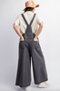 Stone Washed Wide Leg Denim Jumpsuit