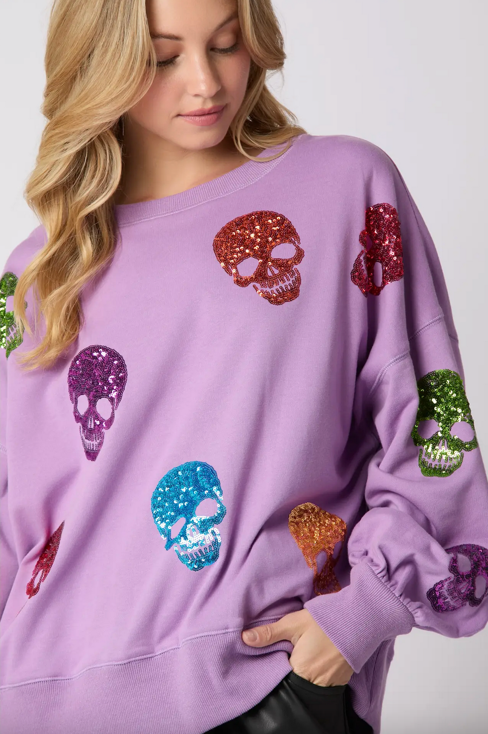 Sequin Skull Top S-L (VERY oversized fit)