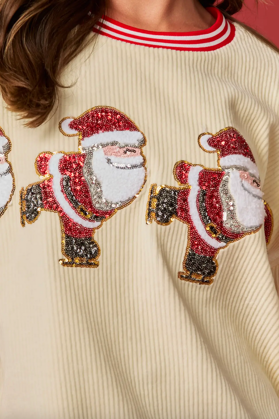 Skating Santas Sequined Top