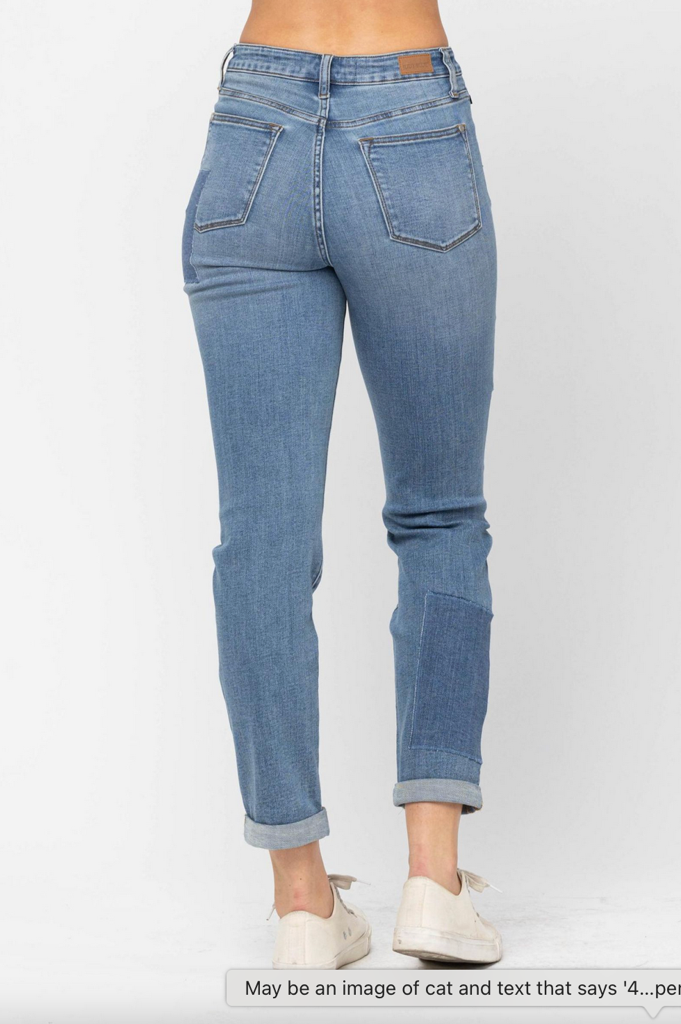 Judy Blue SALE 88499 HW Rolled Cuff Patched Boyfriend Jean