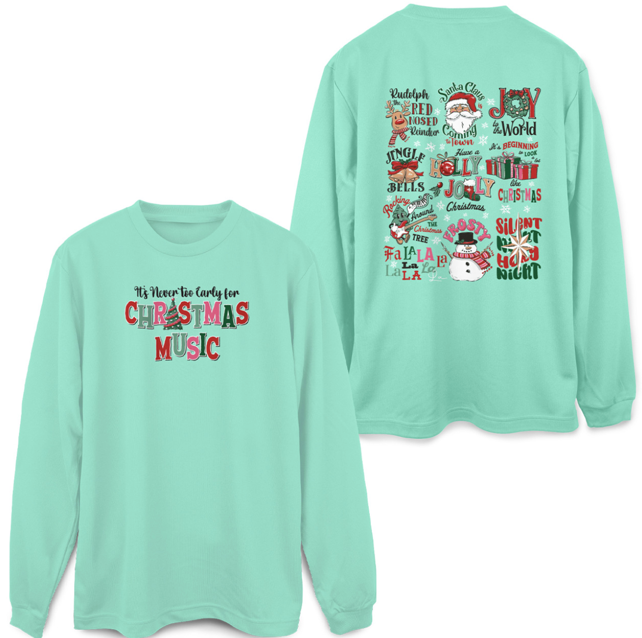 Christmas Music Mint Long Sleeve Tee