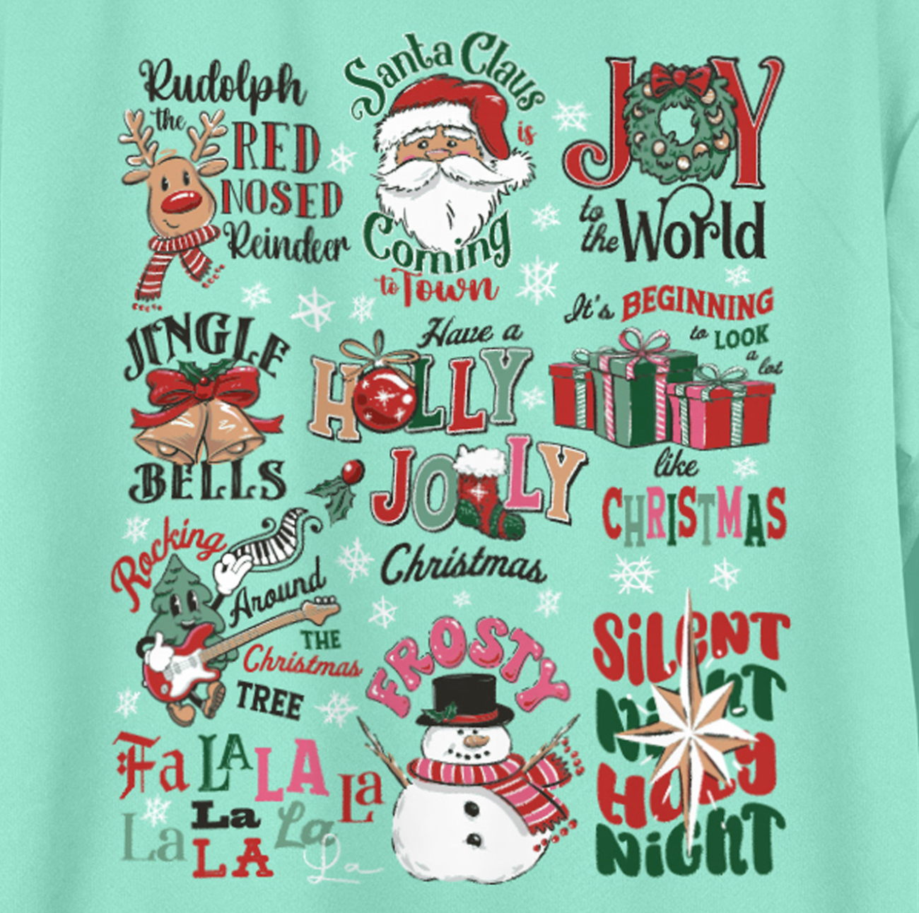 Christmas Music Mint Long Sleeve Tee