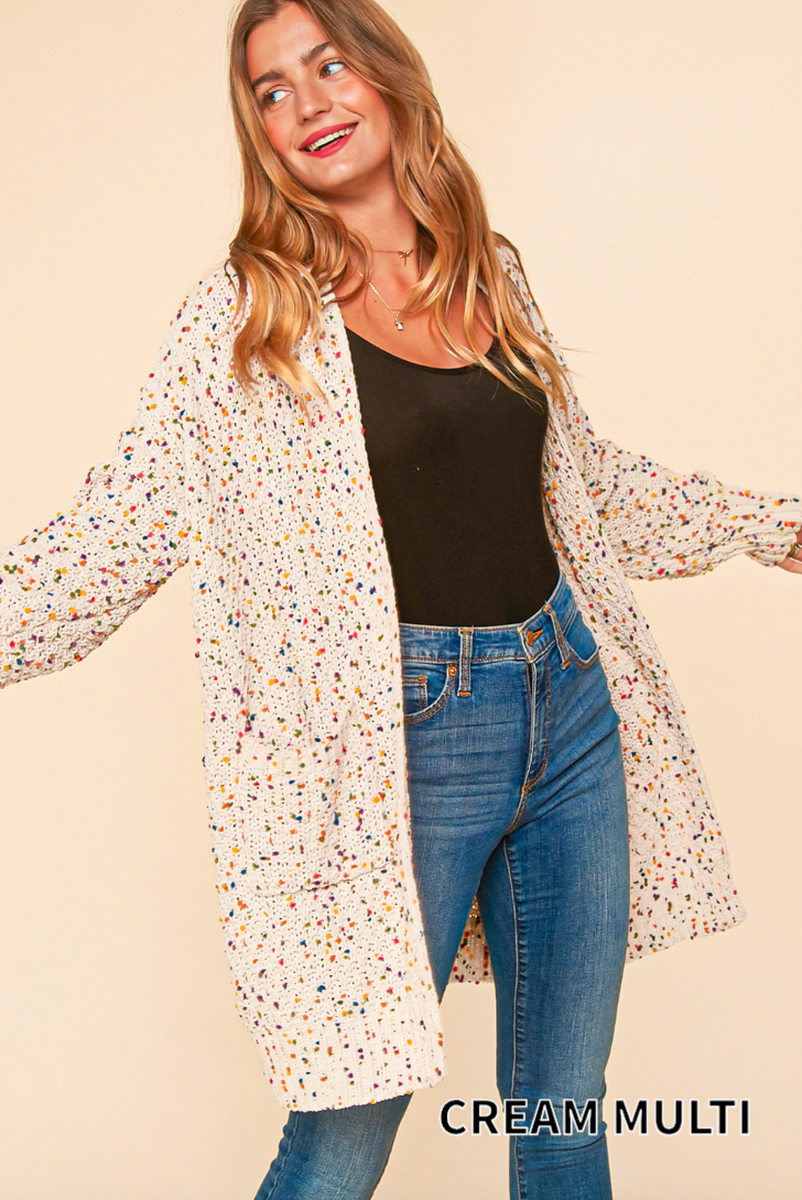 Plus Speckled Cream Popcorn Cardigan