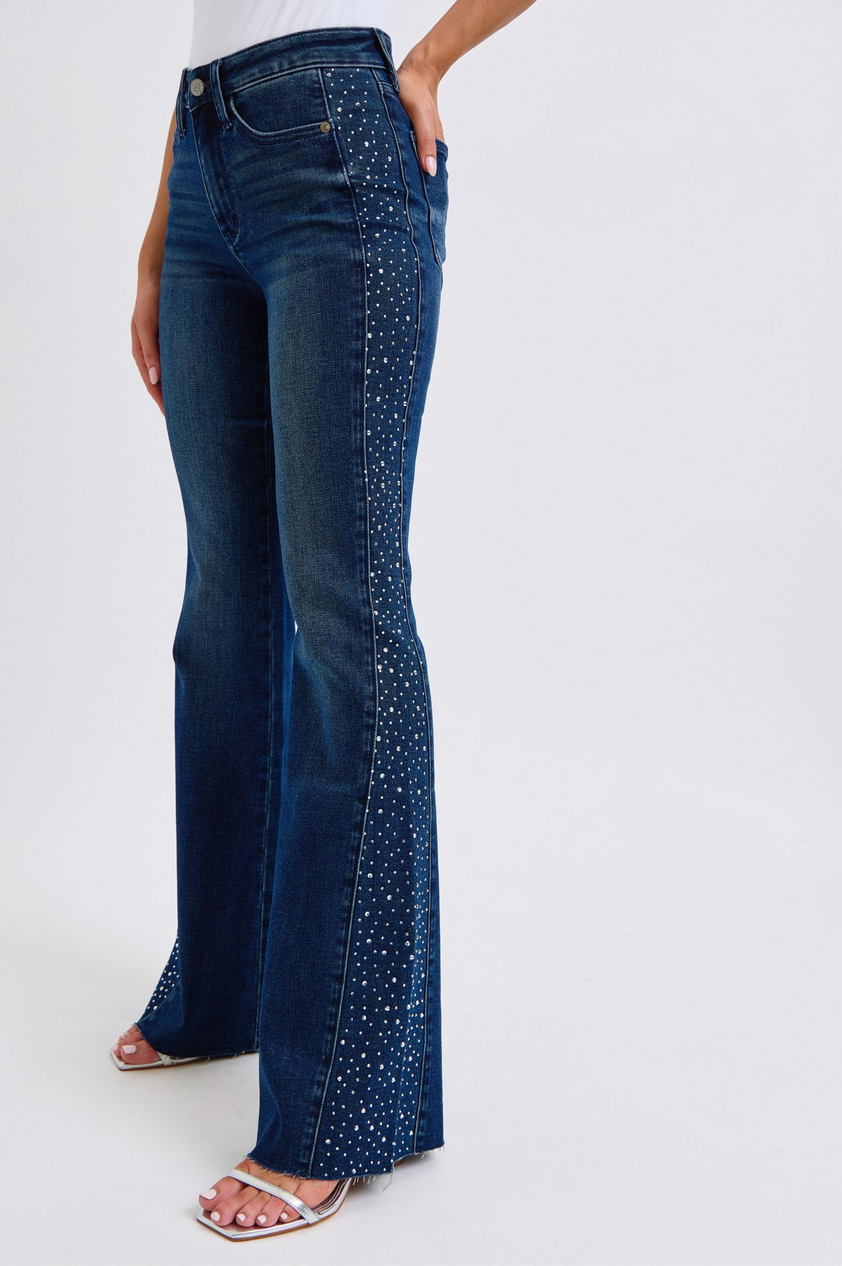 Judy Blue 88920 MR Dark Rhinestone Flares