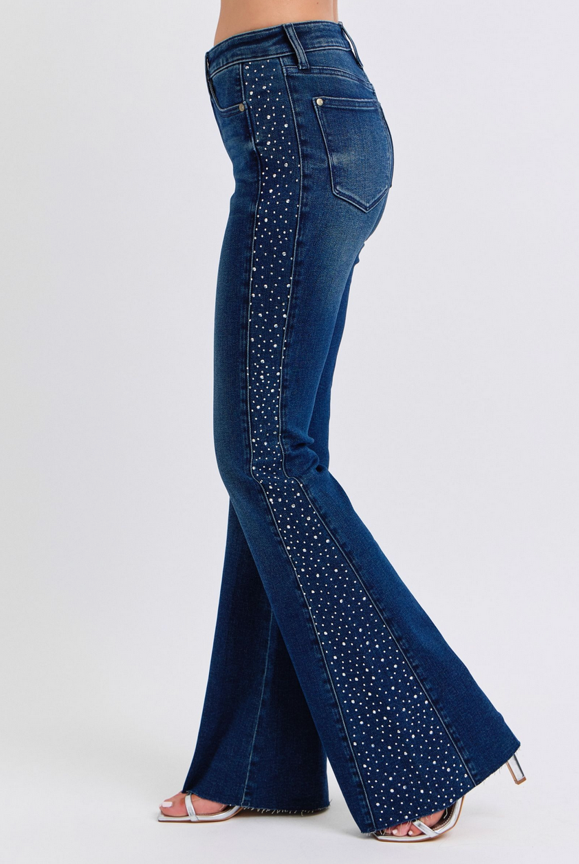 Judy Blue 88920 MR Dark Rhinestone Flares