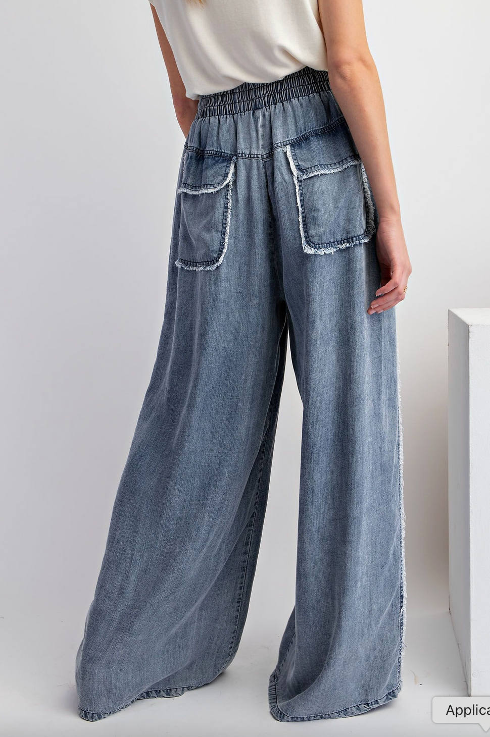 Washed Chambray Palazzo Pants