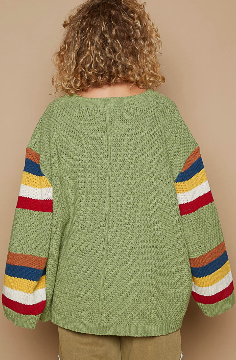 Oversized Green Striped Sweater