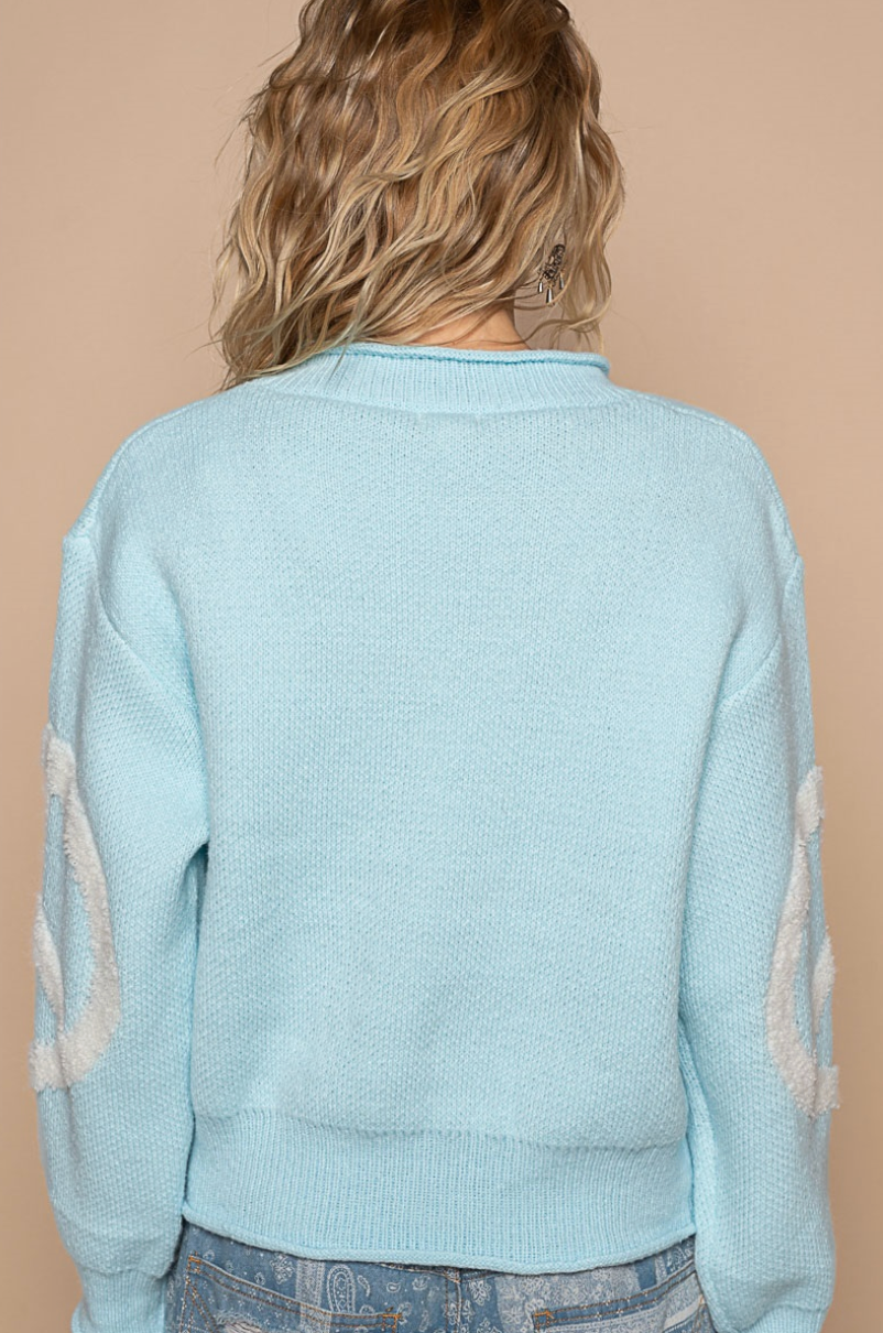 Blue Peace Sign Sweater