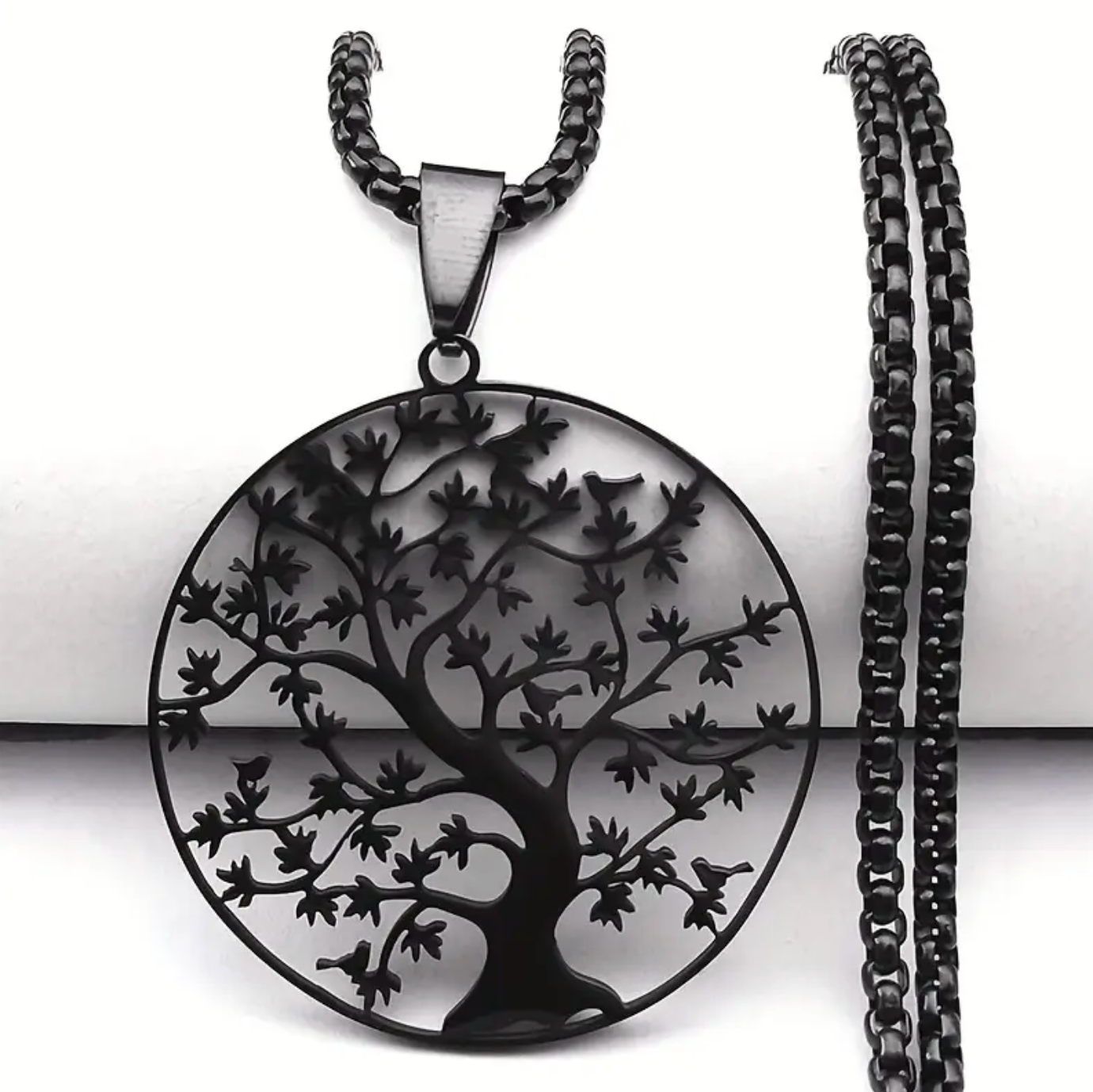 Black Tree of Life Stainless Steel Necklace