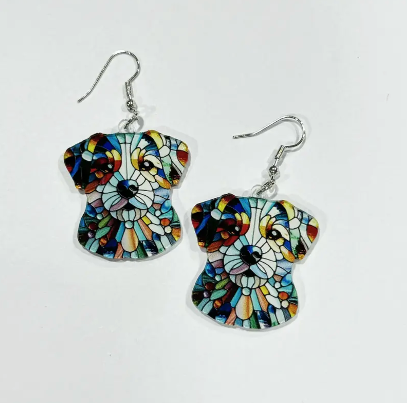 Mosaic Dog Earrings