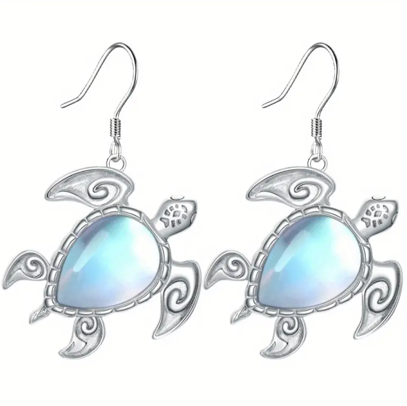 Opal/white Turtle Earrings