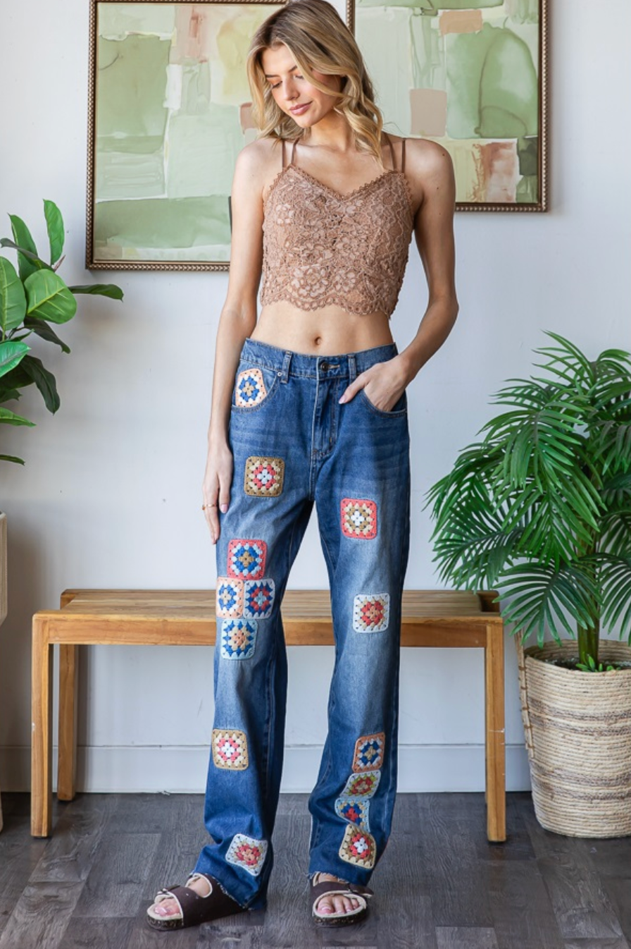 Oli & Hali Crochet Patch Jeans