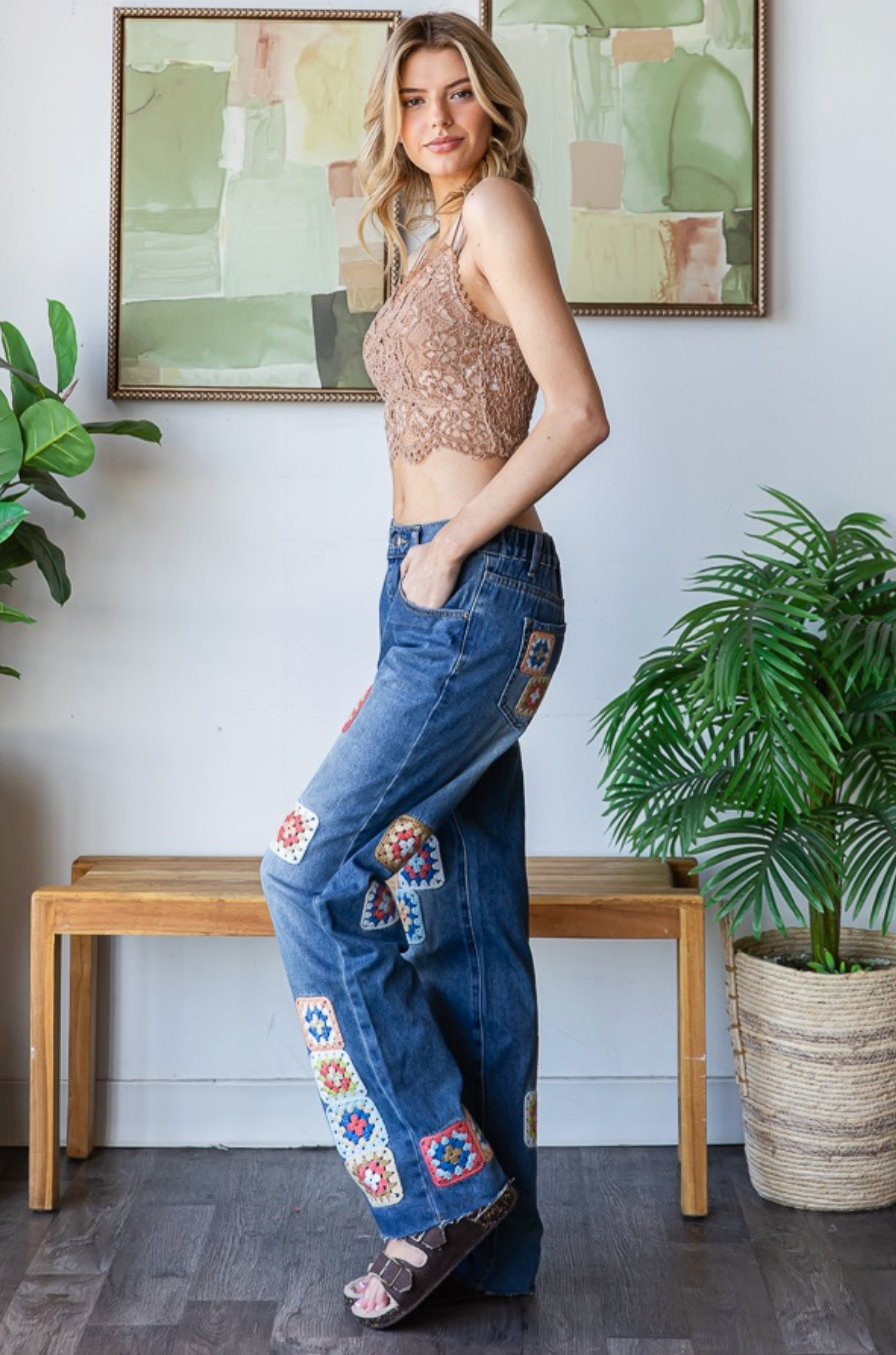 Oli & Hali Crochet Patch Jeans