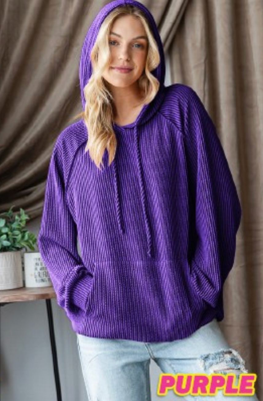 Long Sleeve Ribbed Hoodie Top