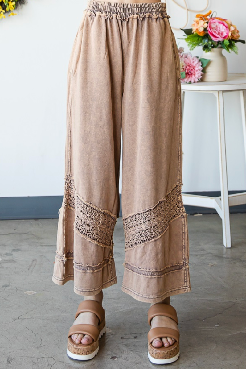 Oli & Hali Elastic Waist Coffee Comfy Pants