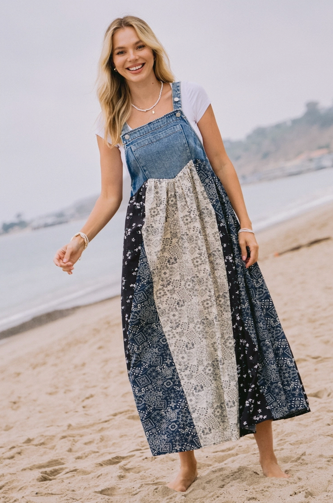 Denim Top Overall Dress