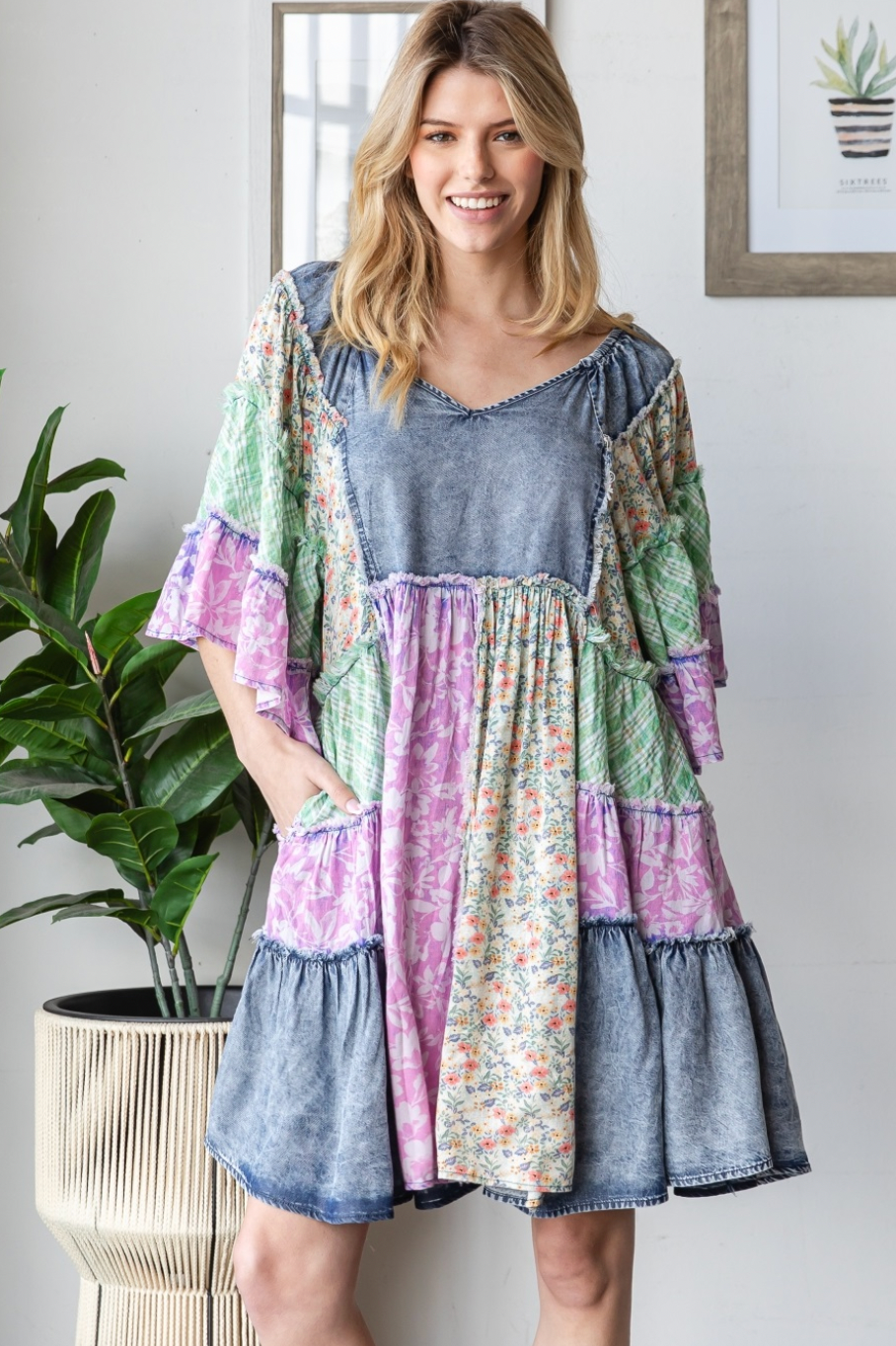 Oli & Hali Patchwork Ruffle Dress
