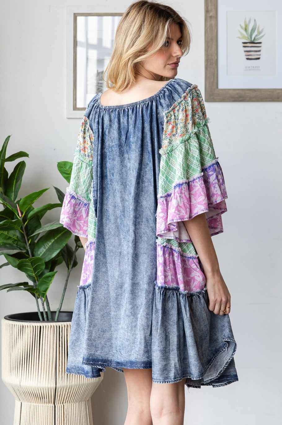 Oli & Hali Patchwork Ruffle Dress