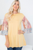 Color Block Ruffle Sleeve Raglan Short Sleeve Top