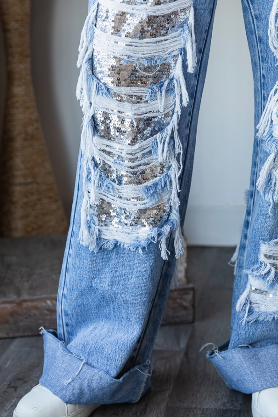 Oli & Hali Silver Sequin Jeans