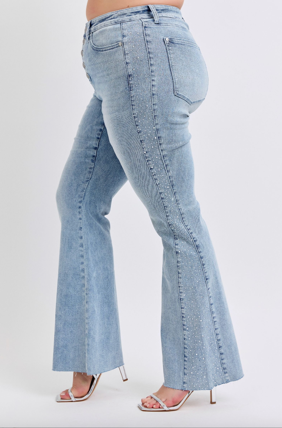 Judy Blue 88895 Light Wash Rhinestone Flare Jeans