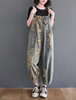 Yellow Flower Blue Denim Overalls