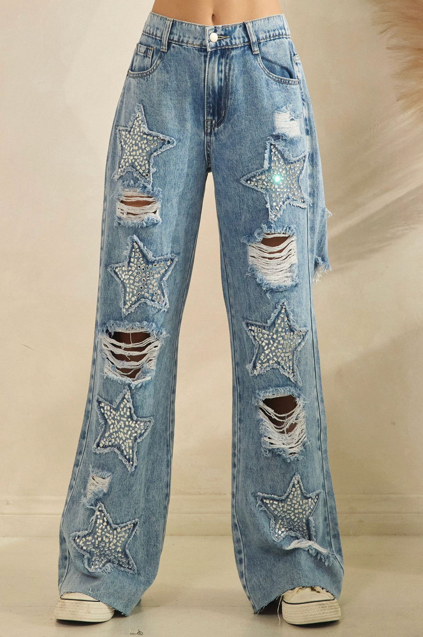 Oli & Hali Distressed Star Jeans