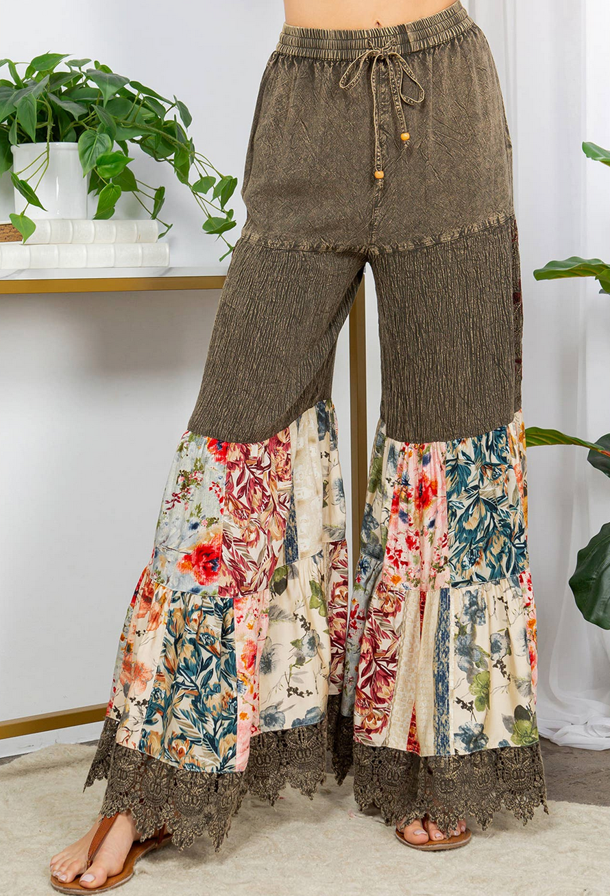 Floral Bell Bottom Pants