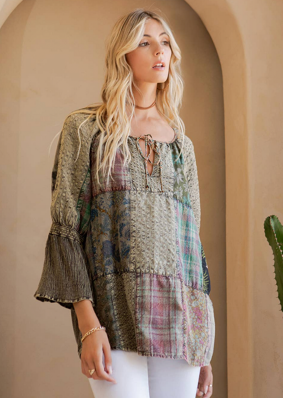 Patchwork Peasant Top