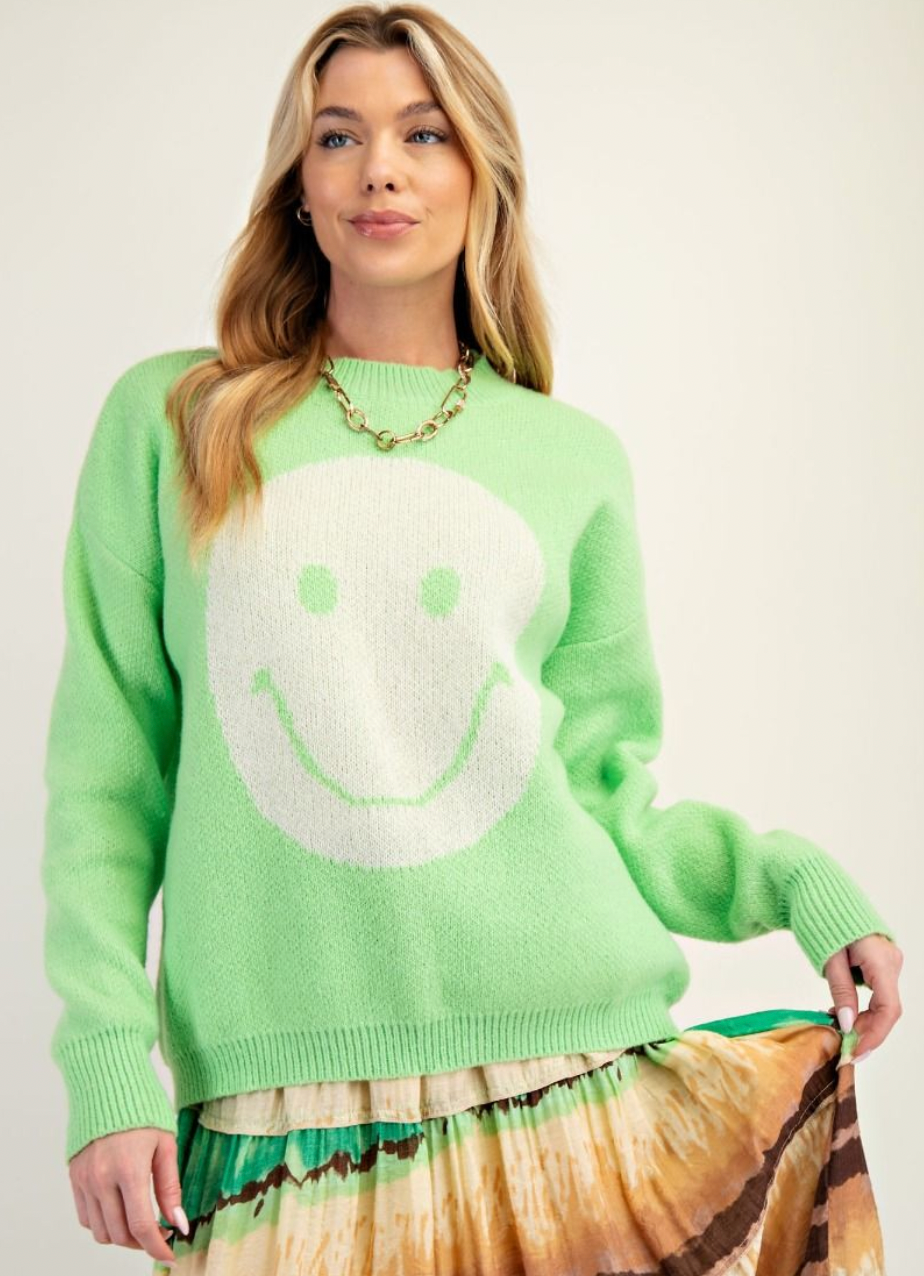Pistachio Happy Face Sweater