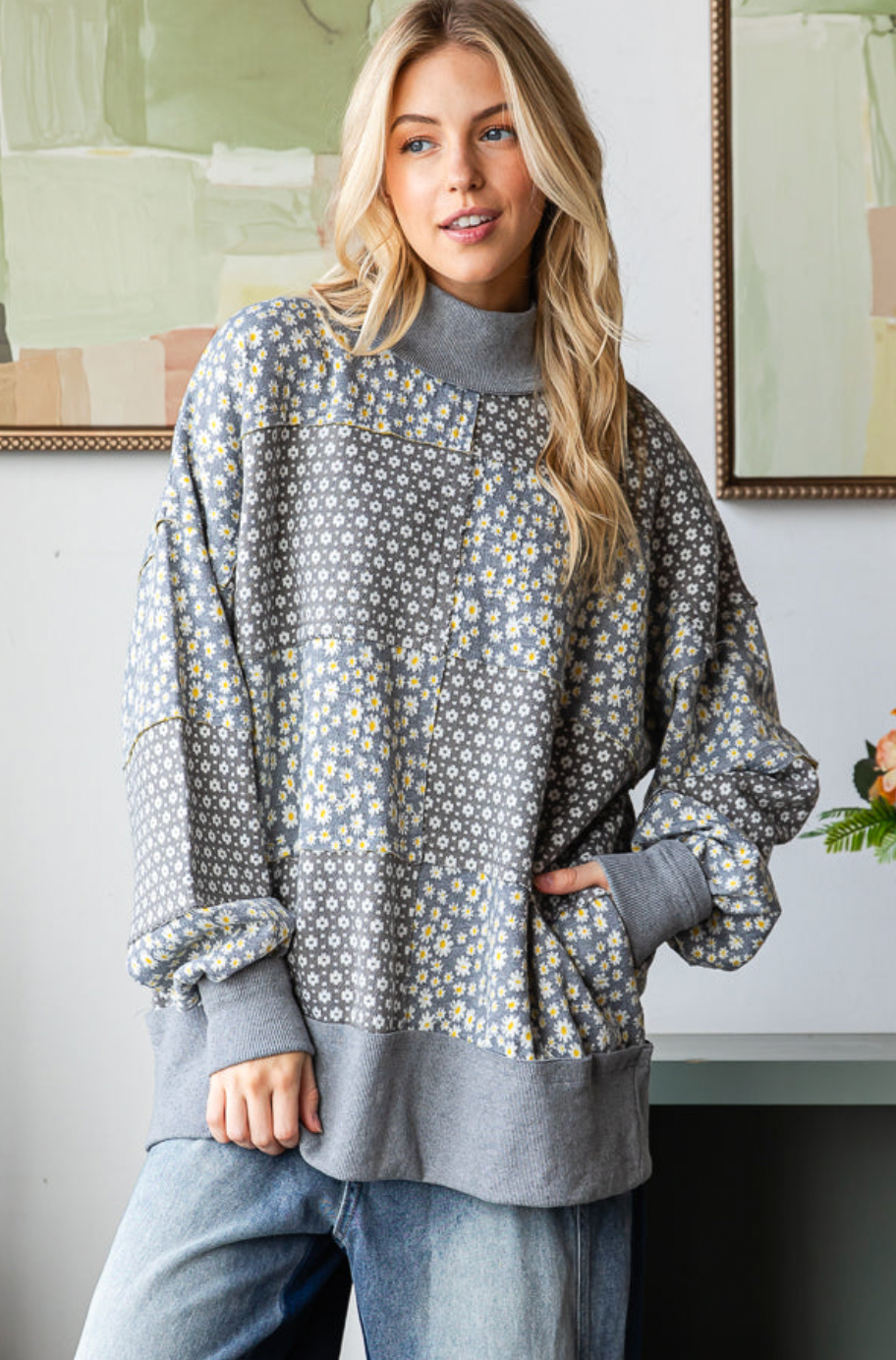 Oli & Hali Floral Funnel Neck Top