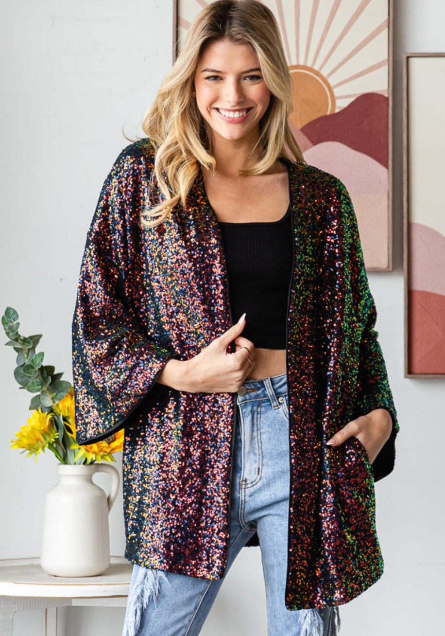 Oli & Hali Multicolored Sequined Kimono