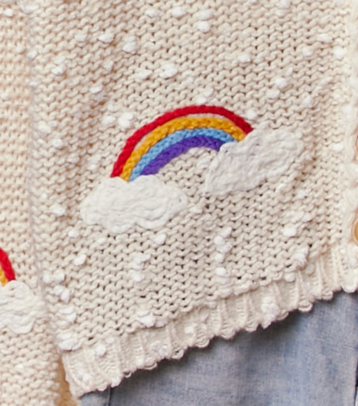 Cream Rainbow and Cloud Cardigan
