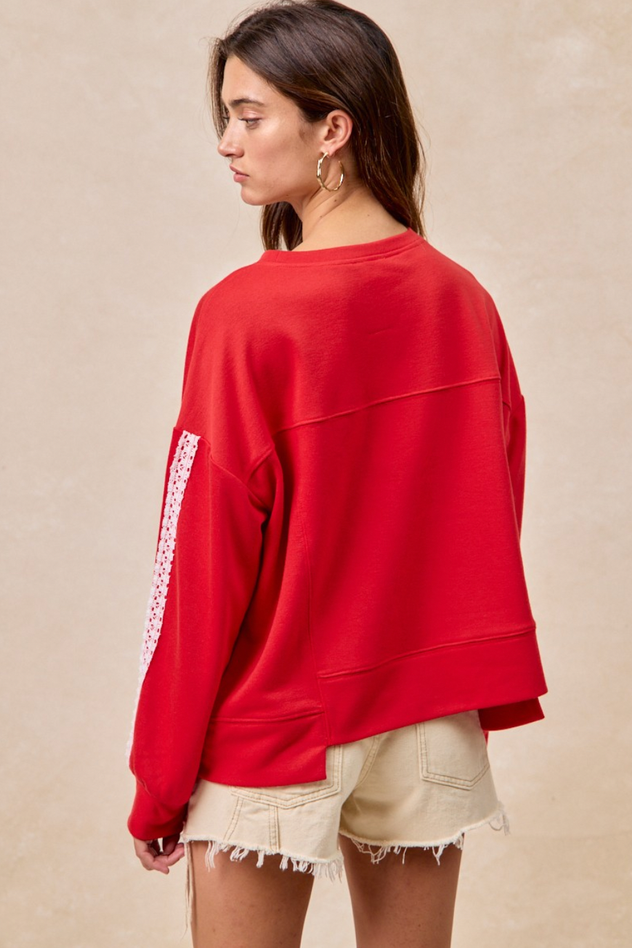 Red Game Day Lace Letter Top