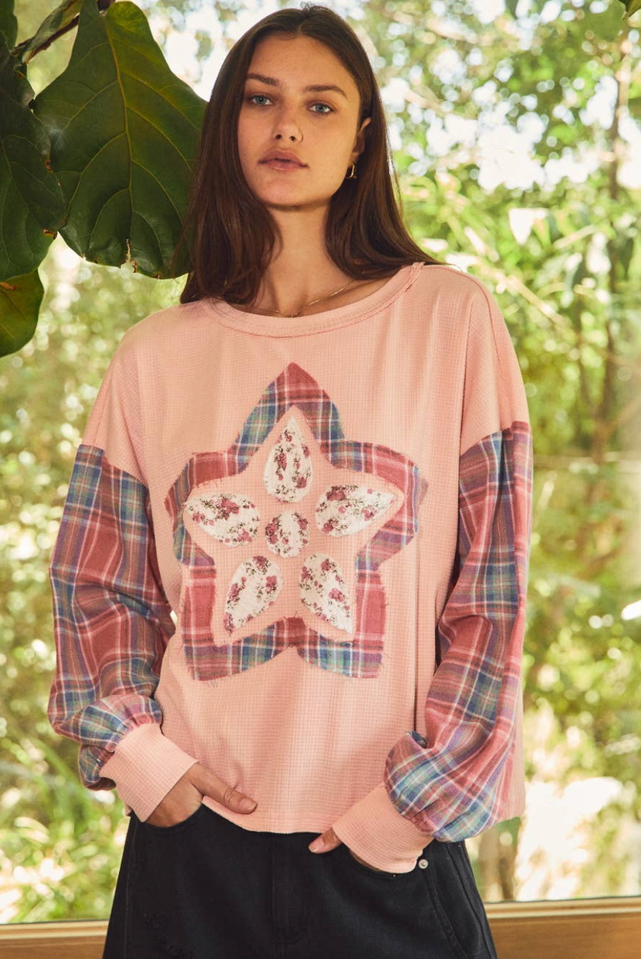 Star Flower Applique Sweatshirt