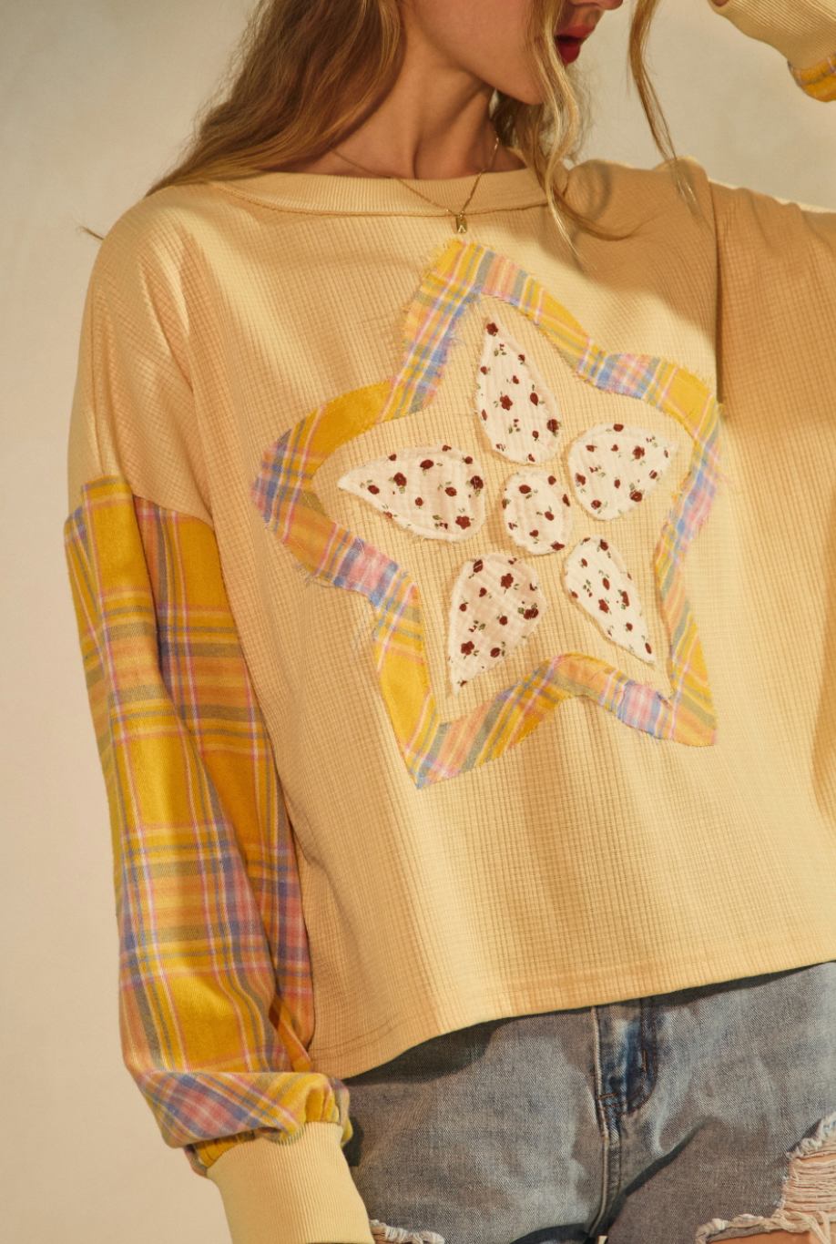 Star Flower Applique Sweatshirt