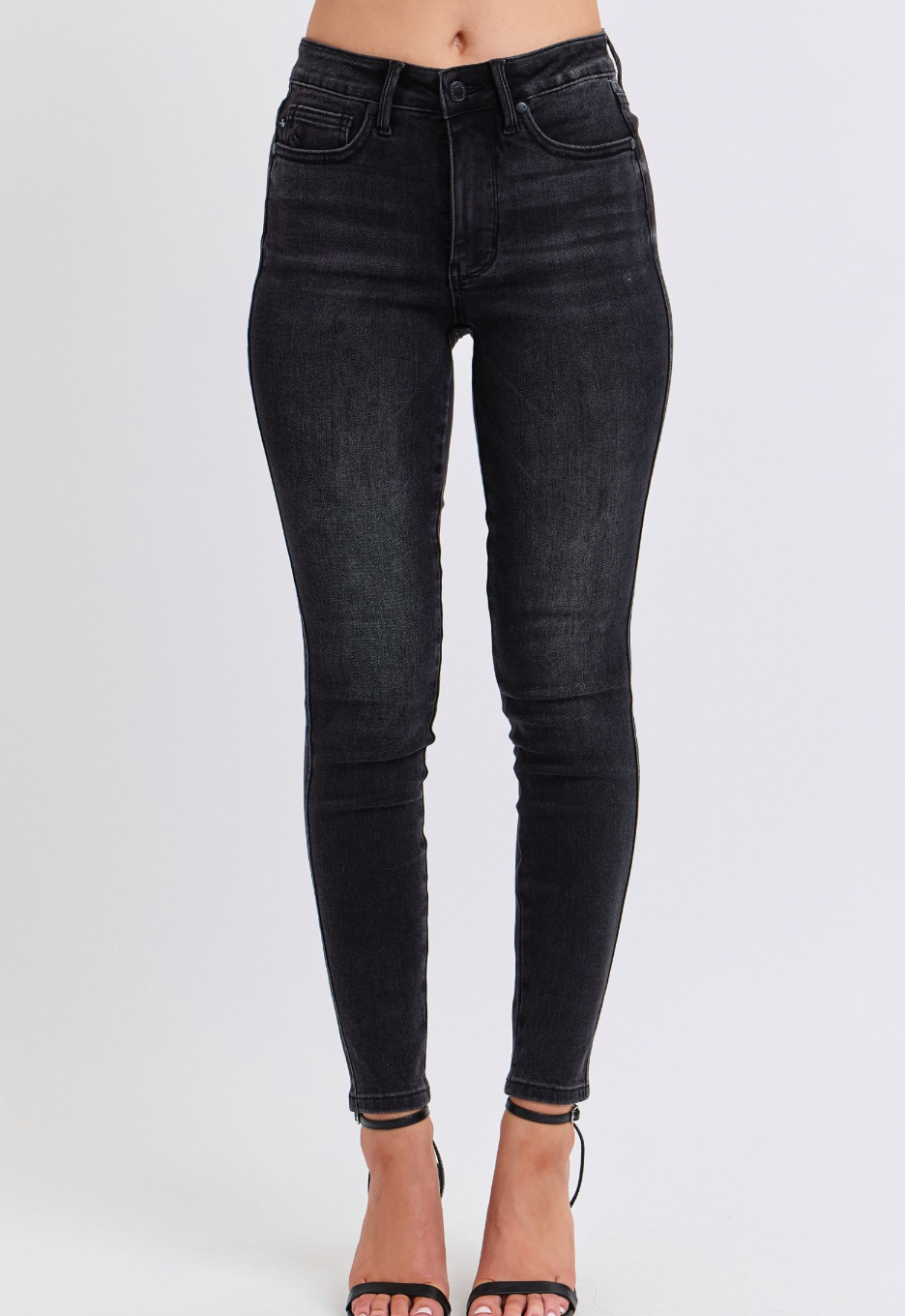 Judy Blue 88878 Medium Rise Tummy Control Black Skinny Jean