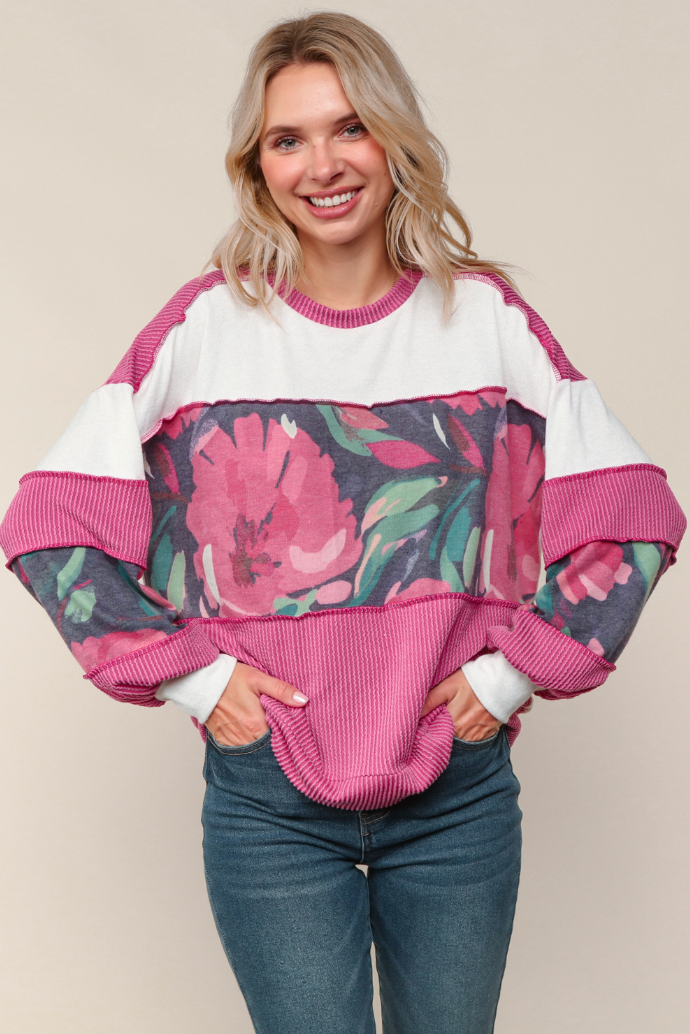 Fuchsia Floral Long Sleeve Top
