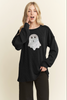 Sequin Ghost Ribbed Long Sleeve Top