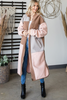 Hooded Colorblocked Fleece Long Coat