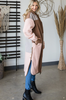 Hooded Colorblocked Fleece Long Coat