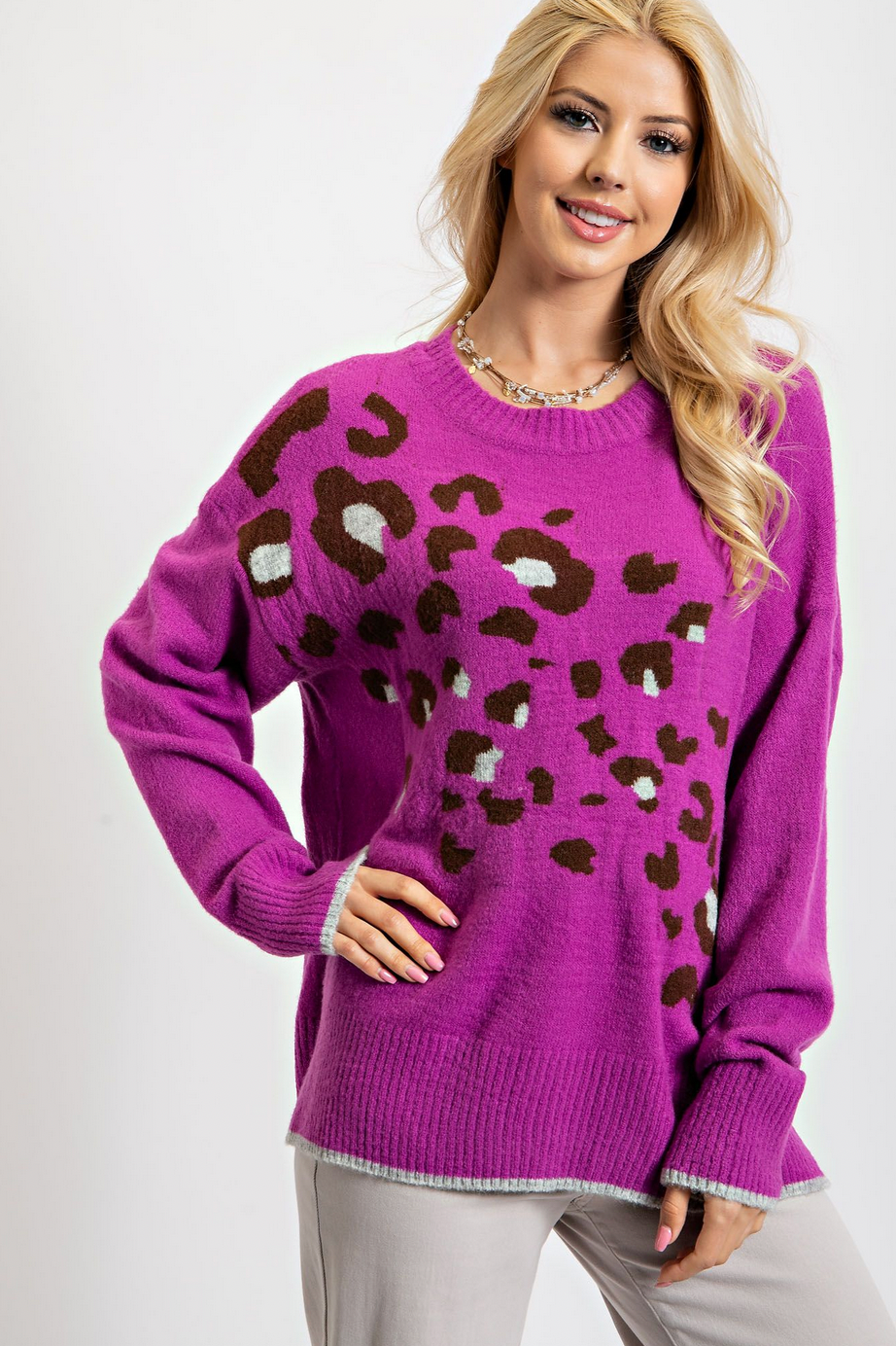 Relaxed Fit Cheetah Sweater
