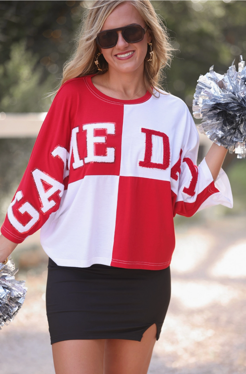 Color Blocked Game Day 3/4 Sleeve Top