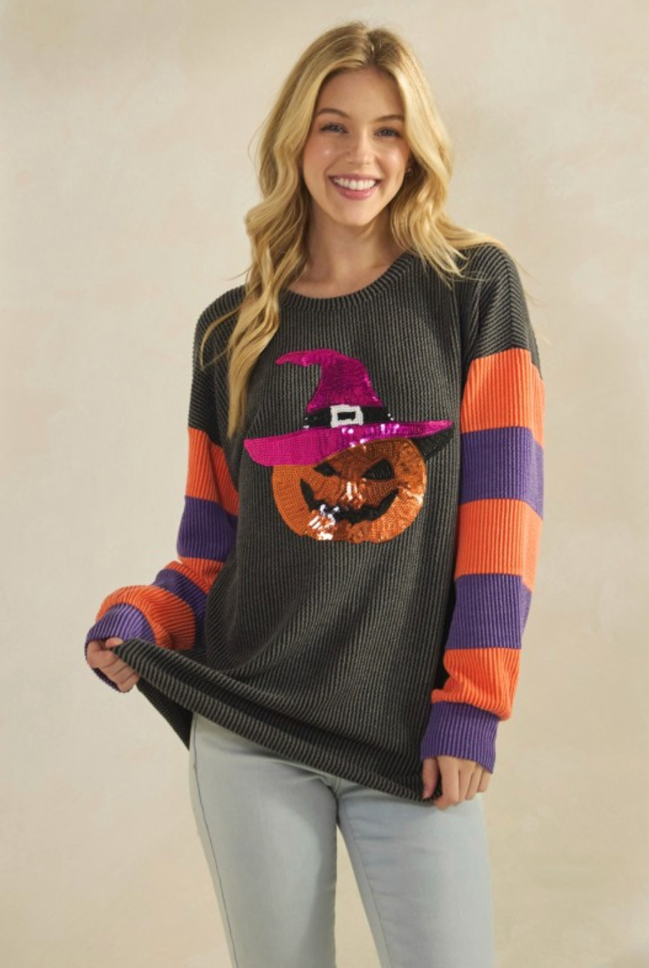 Sequin Witch Hat Pumpkin Top
