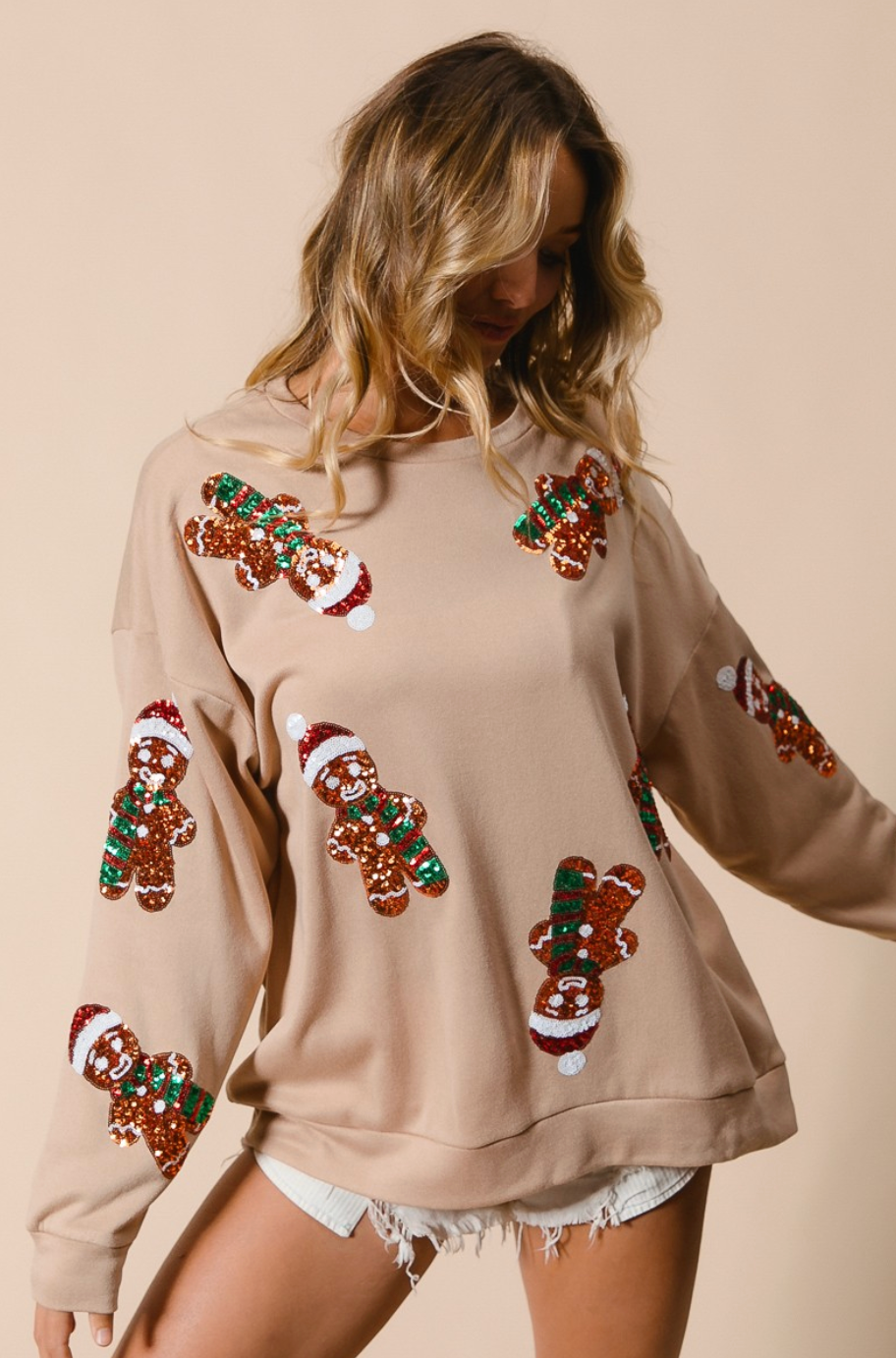 Sequin Gingerbread Man Top