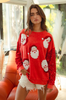 Santa Face Top w/ Sequin Sleeves