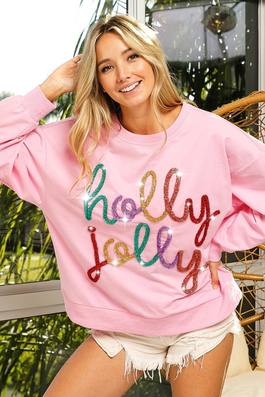 Tinsel Holly Jolly Top