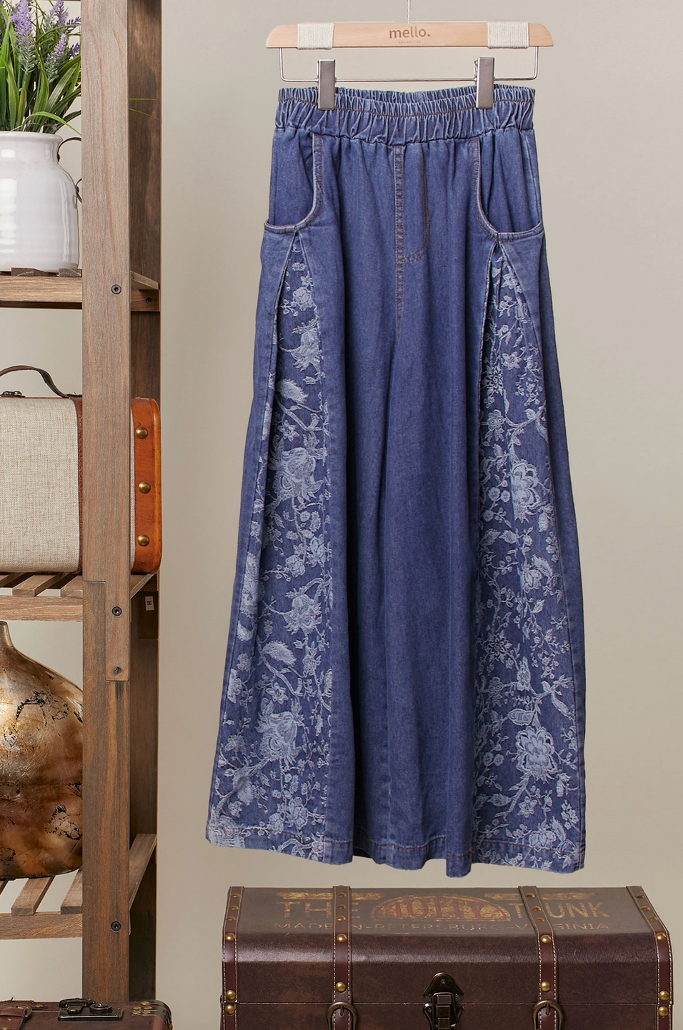 Floral Panel Wide Leg Jeans