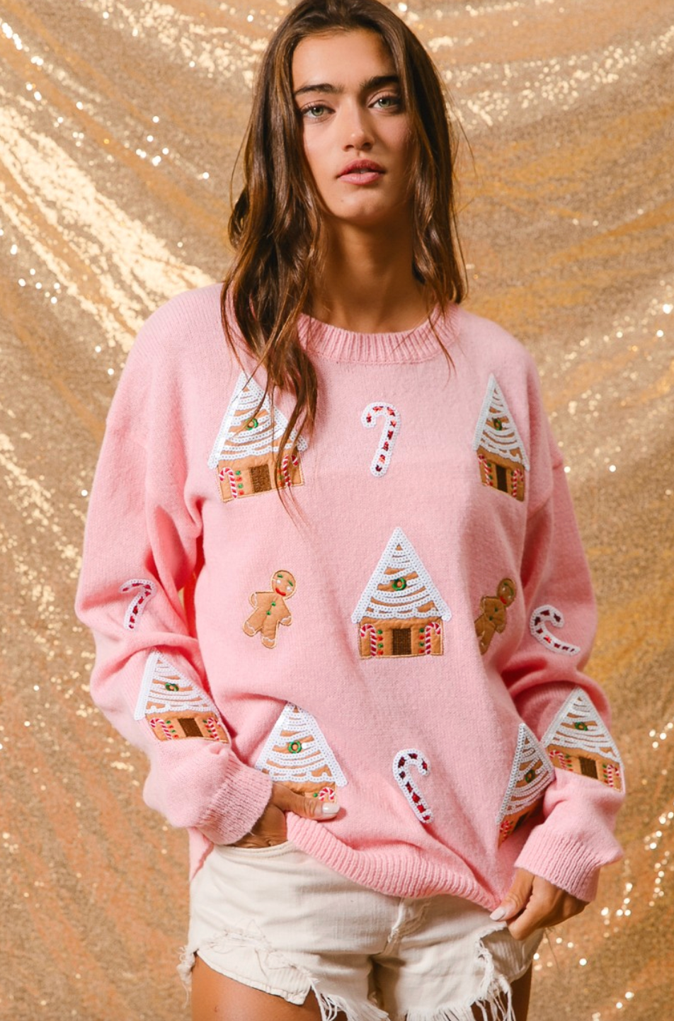Gingerbread House Patch Sweater
