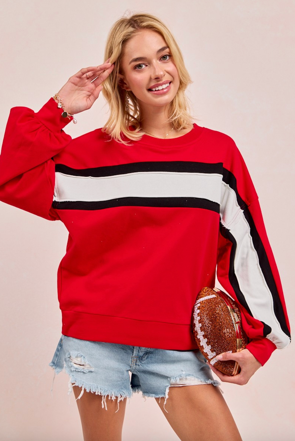Game Day Color Blocked Long Sleeve Top